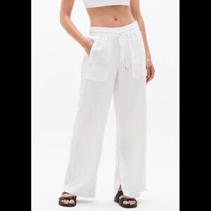 ATHLETA Retreat Linen High Rise Wide Leg Women's Pant Sz 6 in Calla Lily White